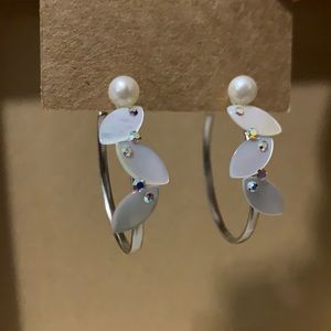 White Pearl Earring Hoops